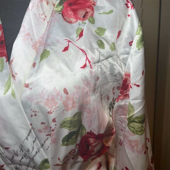 Delicates Women's M Vintage Floral Satin Robe & Dress Set Multicolor - Picture 15 of 16